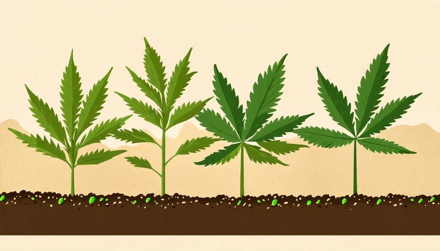 Illustration depicting hemp plants contributing to soil health improvement