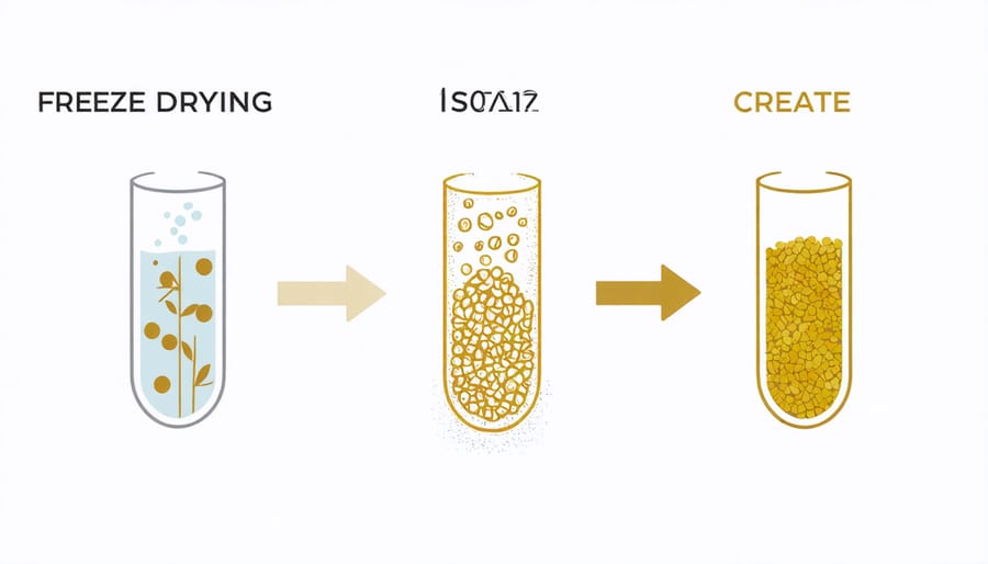 Diagram of the freeze drying process with labeled stages